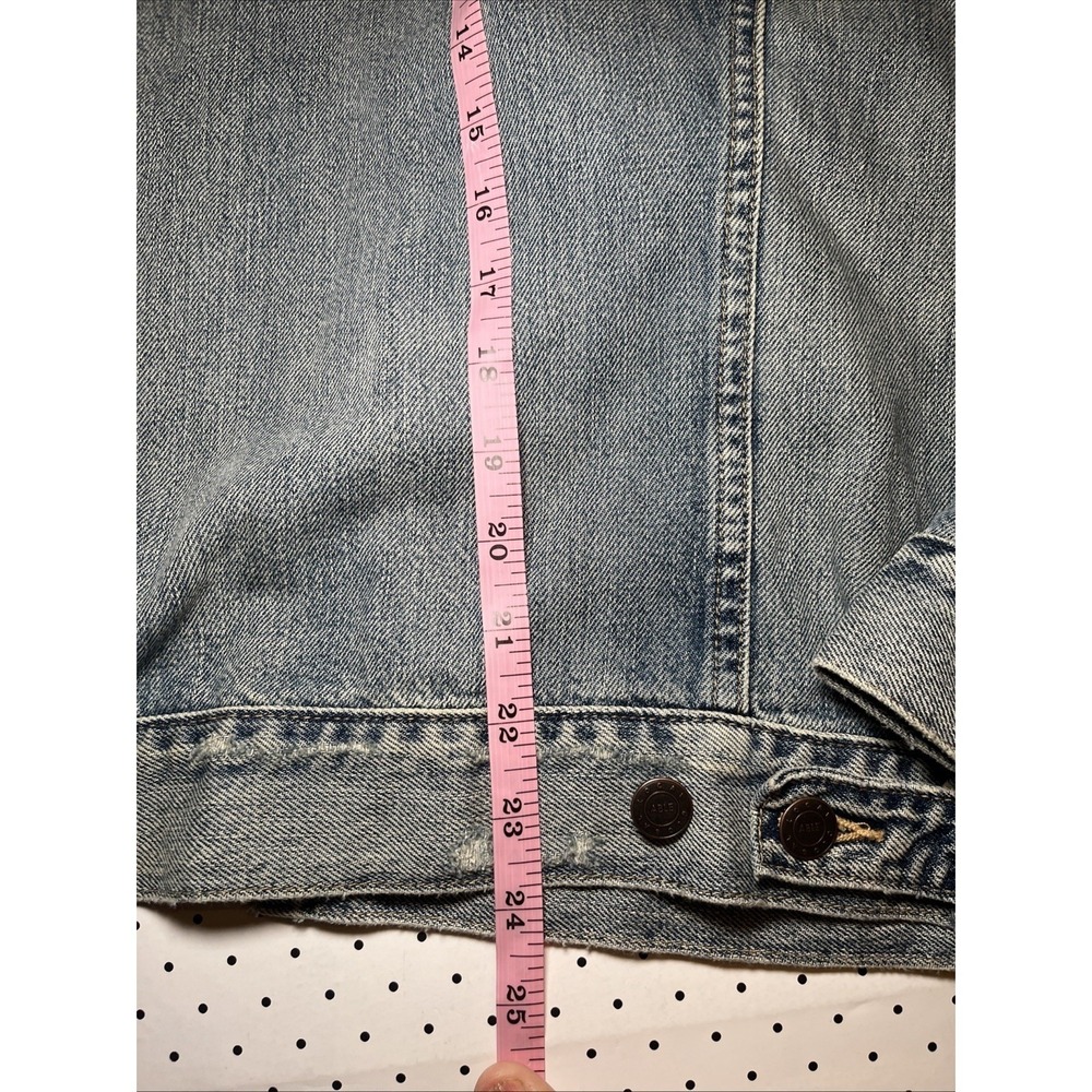 ABLE Distressed Denim Jacket Medium Light Wash Trucker Lyocell Blend - Picture 12 of 13
